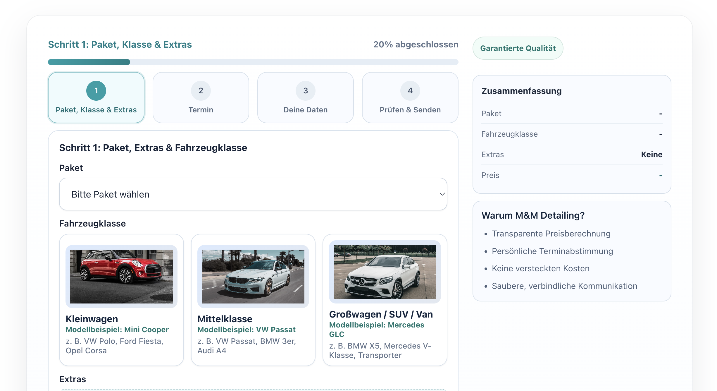 Online-Buchung bei M&M Detailing: So einfach geht Autoaufbereitung in Bielefeld buchen