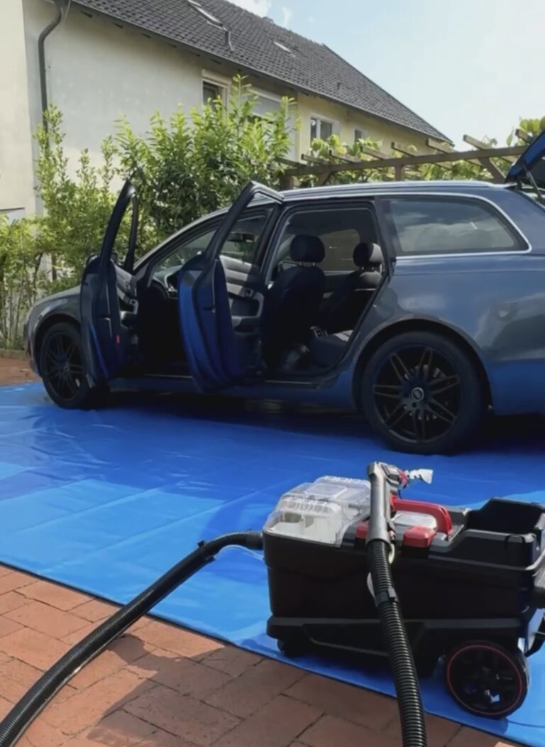 Schimmel Auto entfernen mit Spezialreiniger und Bürste für saubere Polster und Innenraum